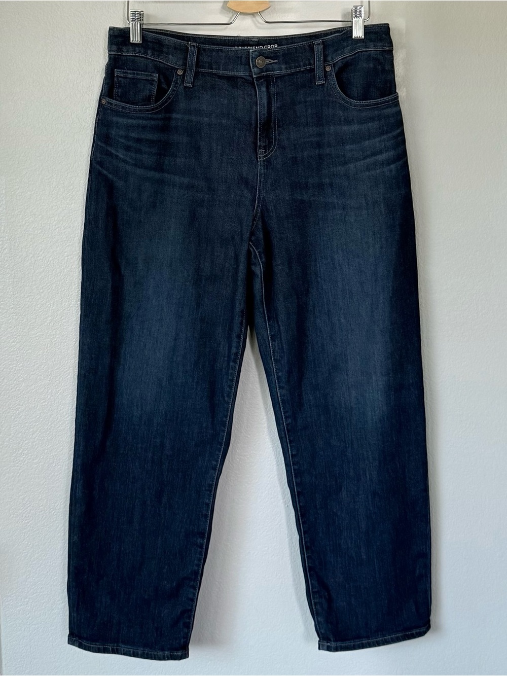 CHICO’S 1.5 Relaxed Boyfriend Jeans Dark Wash Cropped Denim Ariel Sea Indigo 10 - Picture 2 of 11